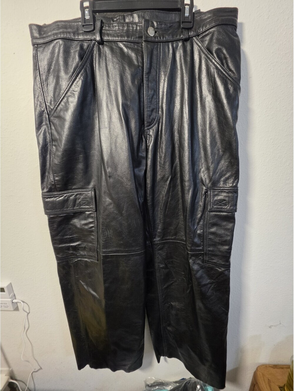 Black Leather Pants Wilsons Leather M. Julian Men's 38x30 Straight Leg - Clean